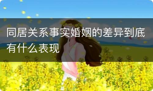 同居关系事实婚姻的差异到底有什么表现