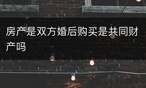 房产是双方婚后购买是共同财产吗
