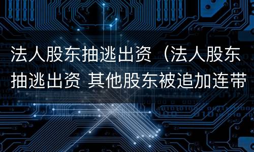 法人股东抽逃出资（法人股东抽逃出资 其他股东被追加连带责任）