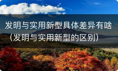 发明与实用新型具体差异有啥（发明与实用新型的区别）