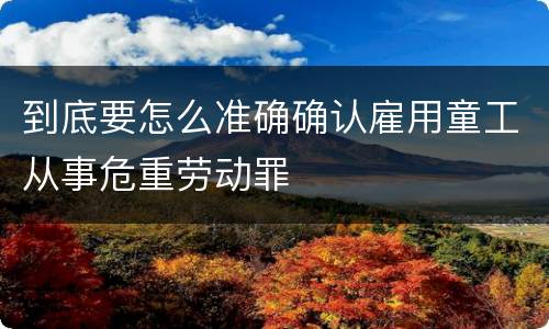 到底要怎么准确确认雇用童工从事危重劳动罪