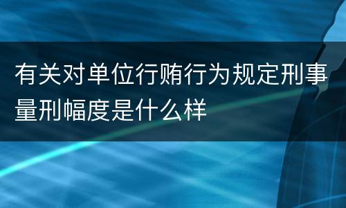 有关对单位行贿行为规定刑事量刑幅度是什么样