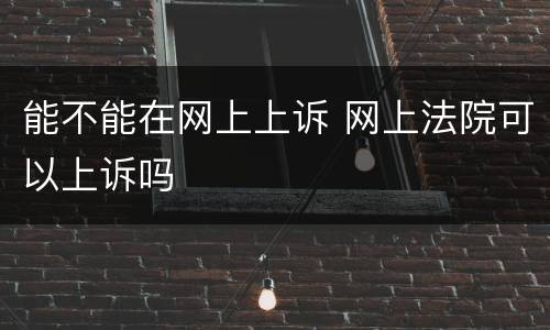 能不能在网上上诉 网上法院可以上诉吗
