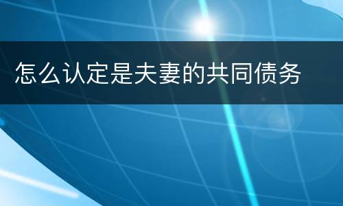 怎么认定是夫妻的共同债务