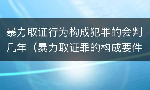 暴力取证行为构成犯罪的会判几年（暴力取证罪的构成要件）