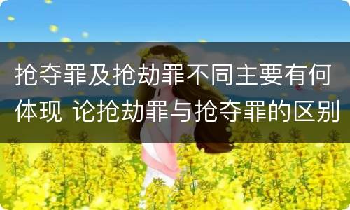 抢夺罪及抢劫罪不同主要有何体现 论抢劫罪与抢夺罪的区别