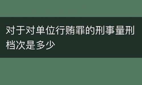对于对单位行贿罪的刑事量刑档次是多少