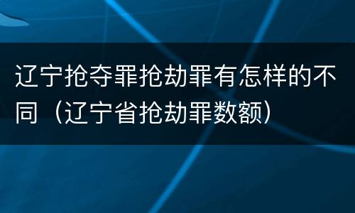 辽宁抢夺罪抢劫罪有怎样的不同（辽宁省抢劫罪数额）