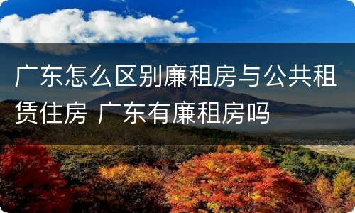 广东怎么区别廉租房与公共租赁住房 广东有廉租房吗