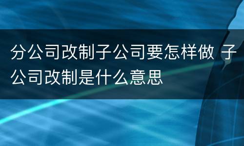 分公司改制子公司要怎样做 子公司改制是什么意思