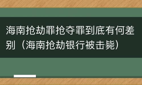 海南抢劫罪抢夺罪到底有何差别（海南抢劫银行被击毙）