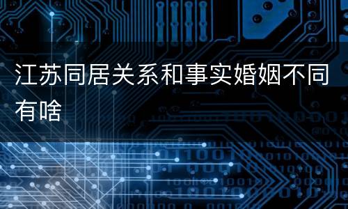 江苏同居关系和事实婚姻不同有啥