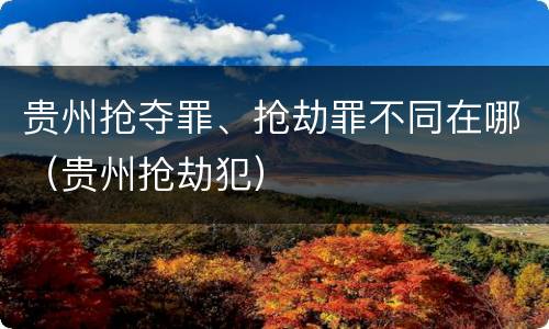贵州抢夺罪、抢劫罪不同在哪（贵州抢劫犯）