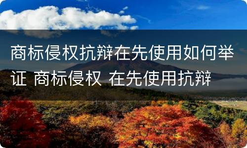 商标侵权抗辩在先使用如何举证 商标侵权 在先使用抗辩