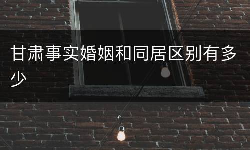 甘肃事实婚姻和同居区别有多少
