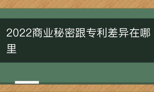 2022商业秘密跟专利差异在哪里