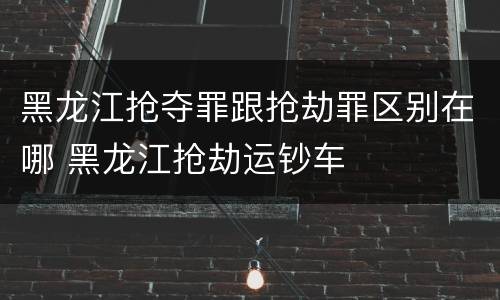 黑龙江抢夺罪跟抢劫罪区别在哪 黑龙江抢劫运钞车
