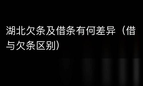 湖北欠条及借条有何差异（借与欠条区别）