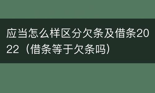 应当怎么样区分欠条及借条2022（借条等于欠条吗）