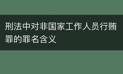 刑法中对非国家工作人员行贿罪的罪名含义