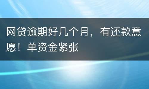 网贷逾期好几个月，有还款意愿！单资金紧张