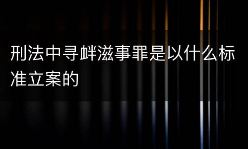 刑法中寻衅滋事罪是以什么标准立案的