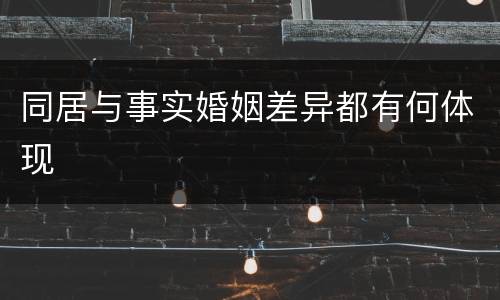 同居与事实婚姻差异都有何体现