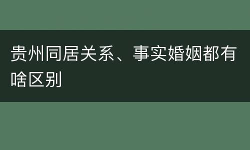 贵州同居关系、事实婚姻都有啥区别