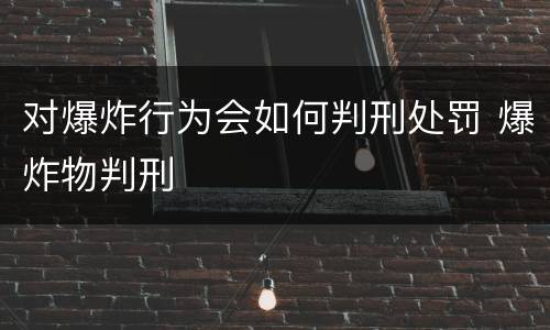 对爆炸行为会如何判刑处罚 爆炸物判刑