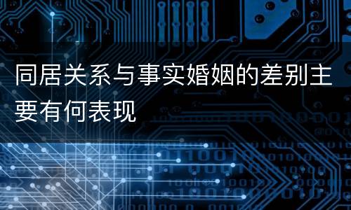 同居关系与事实婚姻的差别主要有何表现