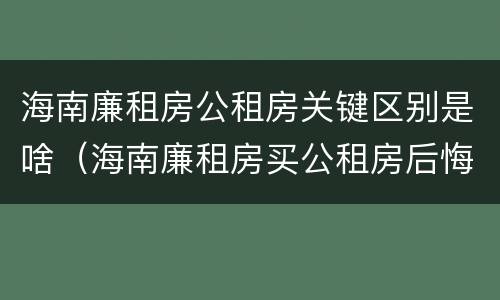 海南廉租房公租房关键区别是啥（海南廉租房买公租房后悔了）