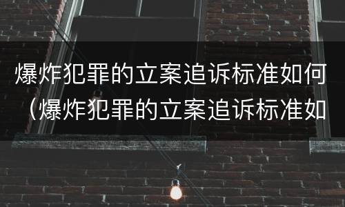 爆炸犯罪的立案追诉标准如何（爆炸犯罪的立案追诉标准如何写）