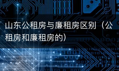山东公租房与廉租房区别（公租房和廉租房的）