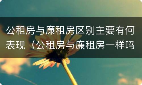 公租房与廉租房区别主要有何表现（公租房与廉租房一样吗）
