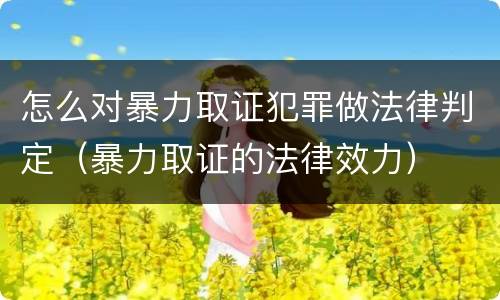 怎么对暴力取证犯罪做法律判定（暴力取证的法律效力）