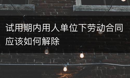 试用期内用人单位下劳动合同应该如何解除