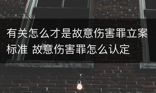 有关怎么才是故意伤害罪立案标准 故意伤害罪怎么认定