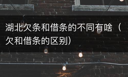 湖北欠条和借条的不同有啥（欠和借条的区别）