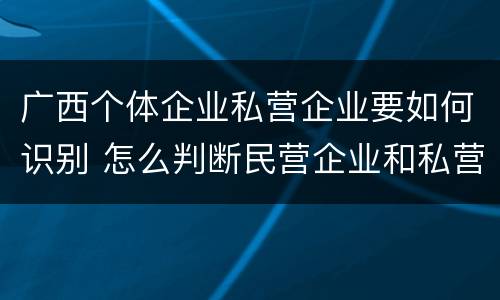 广西个体企业私营企业要如何识别 怎么判断民营企业和私营企业