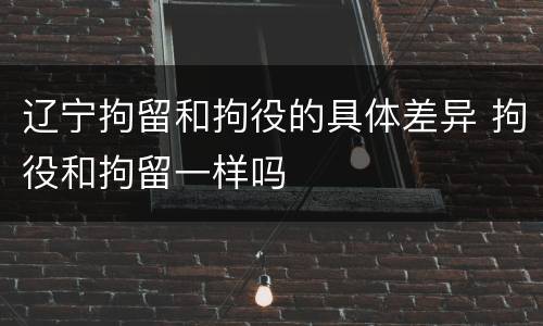辽宁拘留和拘役的具体差异 拘役和拘留一样吗