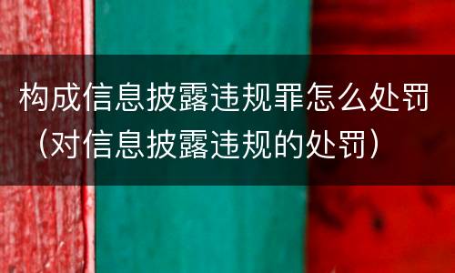 构成信息披露违规罪怎么处罚（对信息披露违规的处罚）