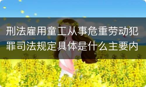刑法雇用童工从事危重劳动犯罪司法规定具体是什么主要内容