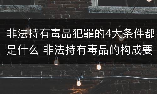 非法持有毒品犯罪的4大条件都是什么 非法持有毒品的构成要件