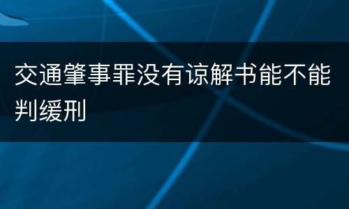 交通肇事罪没有谅解书能不能判缓刑