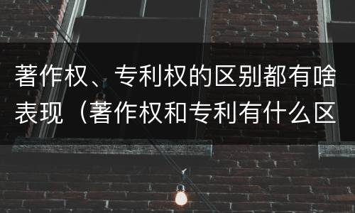 著作权、专利权的区别都有啥表现（著作权和专利有什么区别）
