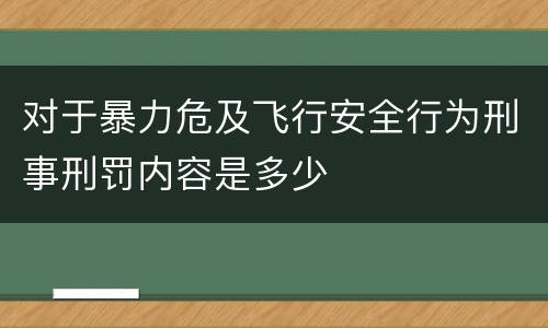 对于暴力危及飞行安全行为刑事刑罚内容是多少