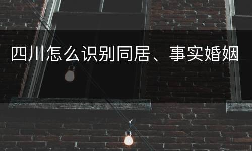 四川怎么识别同居、事实婚姻