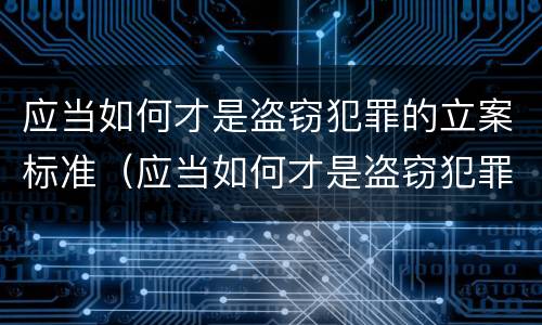 应当如何才是盗窃犯罪的立案标准（应当如何才是盗窃犯罪的立案标准呢）