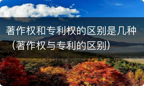 著作权和专利权的区别是几种（著作权与专利的区别）