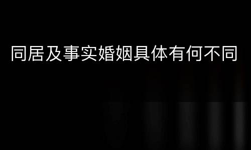 同居及事实婚姻具体有何不同